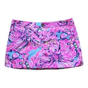 Lilly Pulitzer Lorelie Skort Size 8 Pink Blue Floral Tennis Golf Skirt